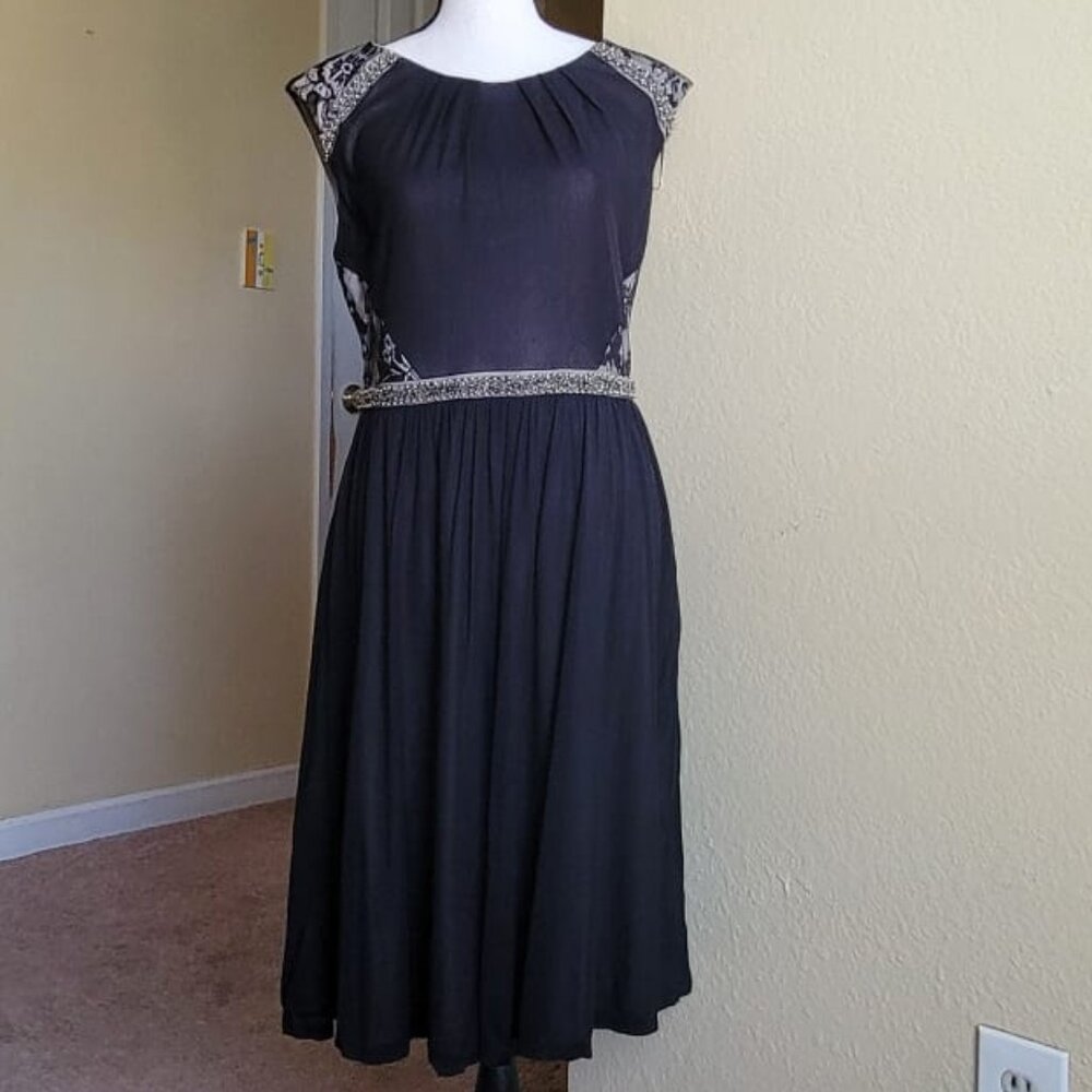 Formal beaded waist midi dress